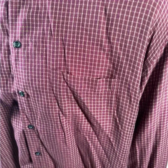 Johnston & Murphy Size XL Maroon Check Tencel Long Sleeve Button Down Shirt - Picture 5 of 10